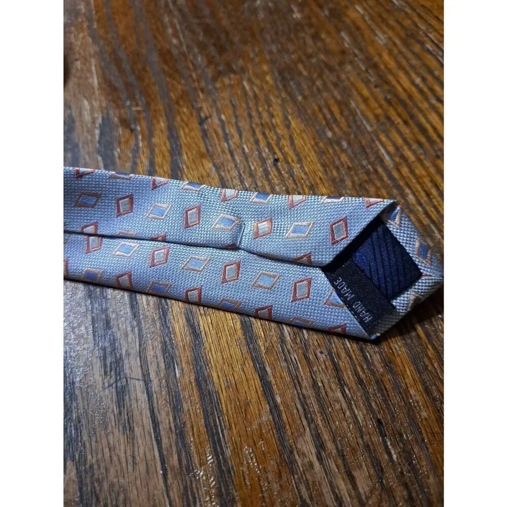 New Galo Cossinni Silk Handmade Mens Dress Neck Tie Grey Peach NWT